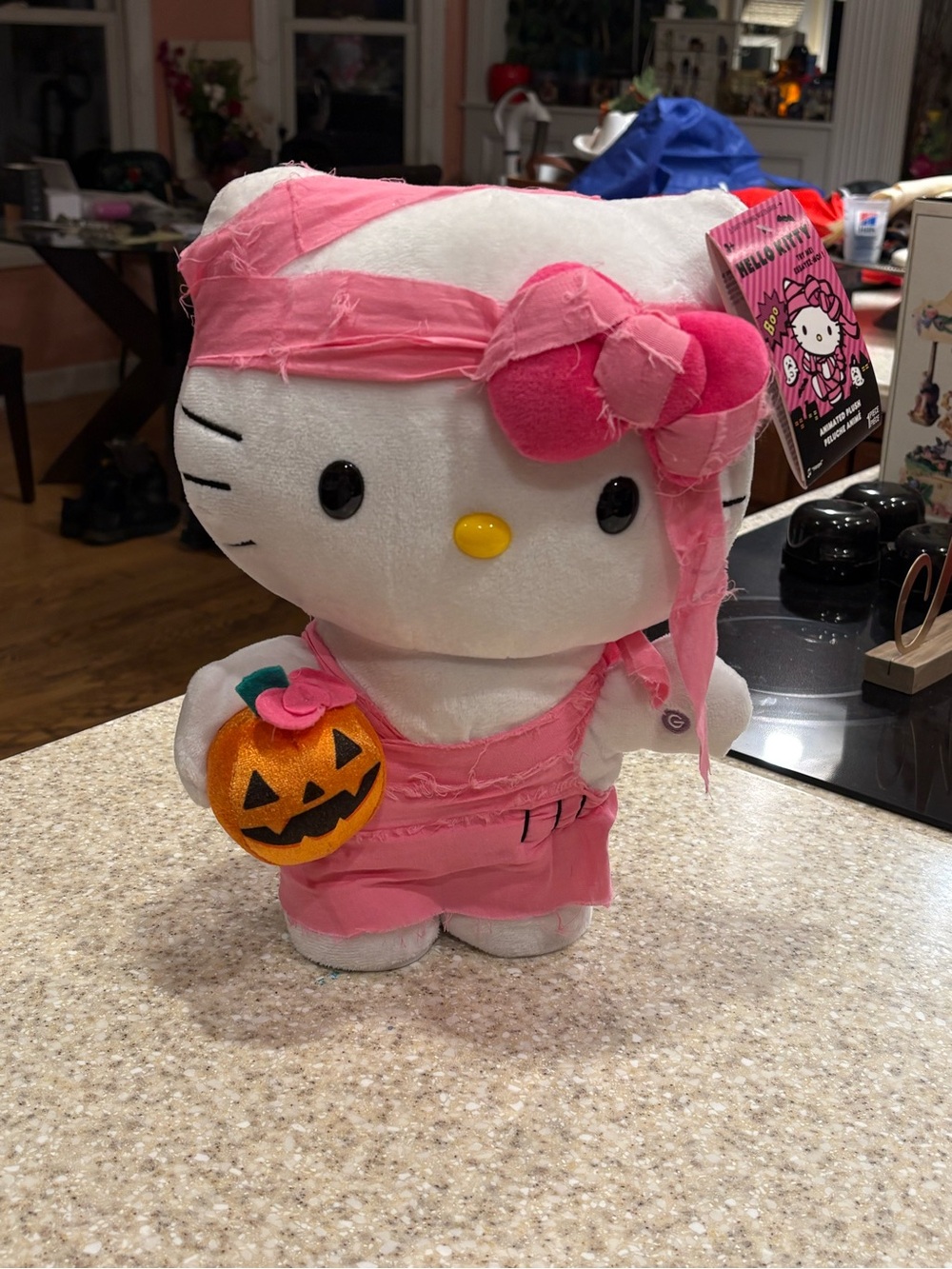Hello Kitty Pink Halloween interactive-Mummy Plush Costume with Pumpkin-NWT!